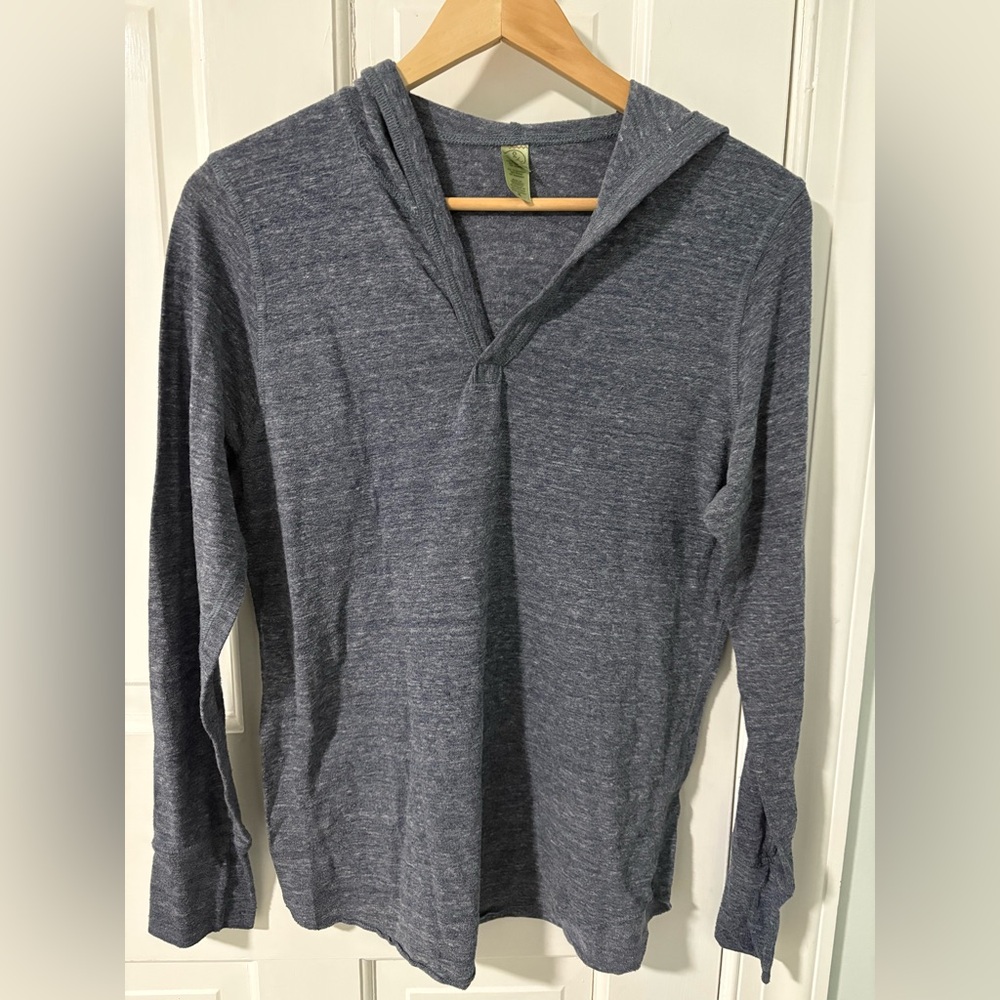Alternative Earth Apparel marbled blue long sleeve tee hoodie lightweight size M